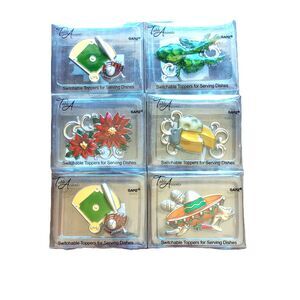 Serving Dishes Toppers Ganz switchable lot of 6 Cheese Sombrero Artichoke Flower